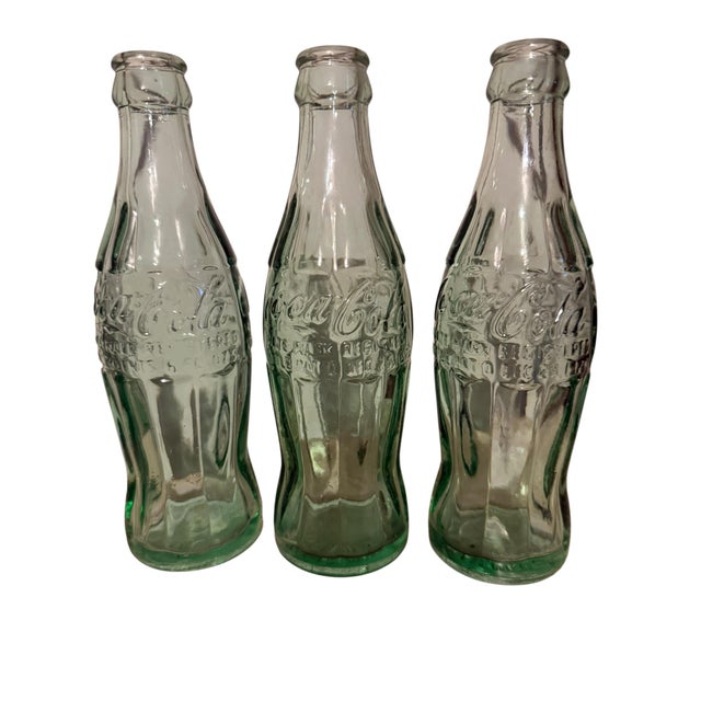 1960’s Vintage Yellow Coca-Cola Wooden Delivery Crates & Wailuku, Maui Hawaii Bottle Trio For Sale - Image 11 of 16