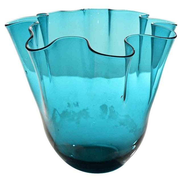 Vintage Turquoise Glass Vase, Italy, 1970s For Sale - Image 6 of 6