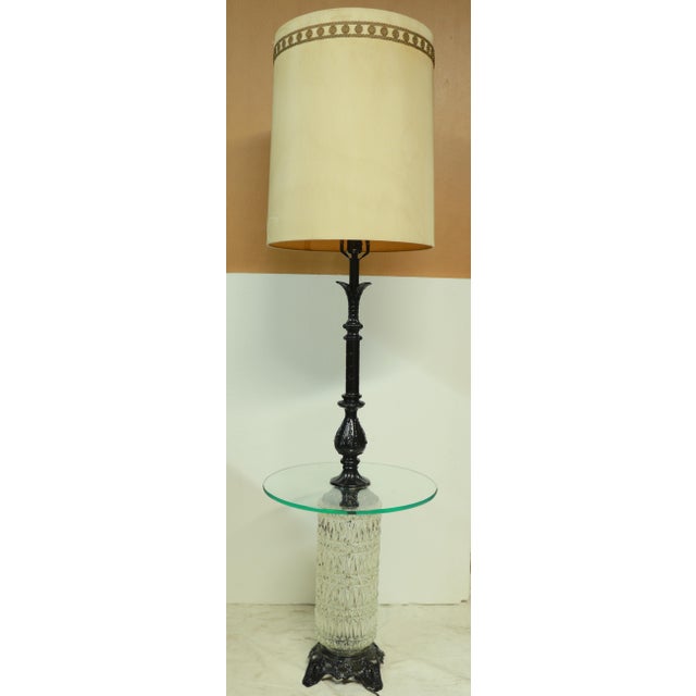 1970s Hollywood Regency e.f. Industries Wrought Iron and Glass Floor Lamp/Side Table For Sale - Image 13 of 13