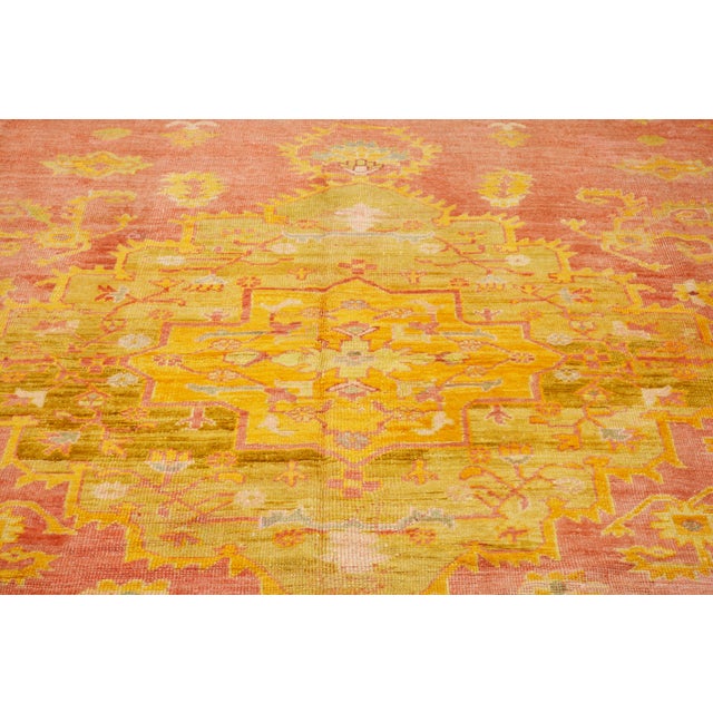 Turkish Antique Turkish Oushak Hand Knotted Wool Rug, 9'8''x16' For Sale - Image 3 of 6