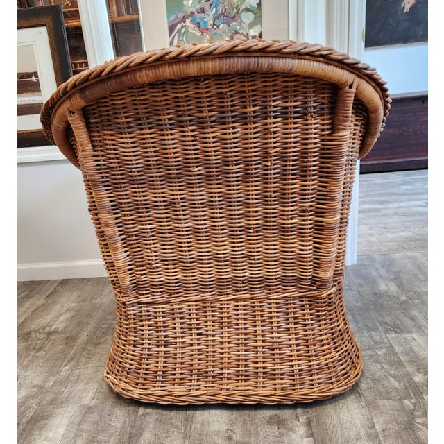 Bielecky Brothers Late 20th Century Michael Taylor Style Wicker Rattan Armchair For Sale - Image 4 of 17