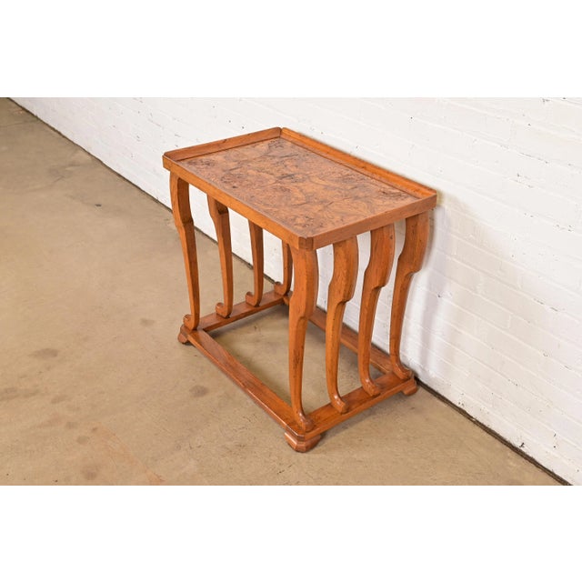 Baker Furniture Company Baker Furniture Modern Art Deco Sculptural Burl Wood End Table or Nightstand For Sale - Image 4 of 11