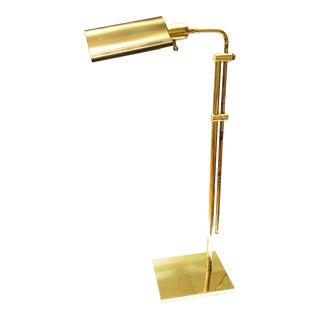 Vintage Mid-Century Modern Golden Brass Adjustable Floor Lamp For Sale