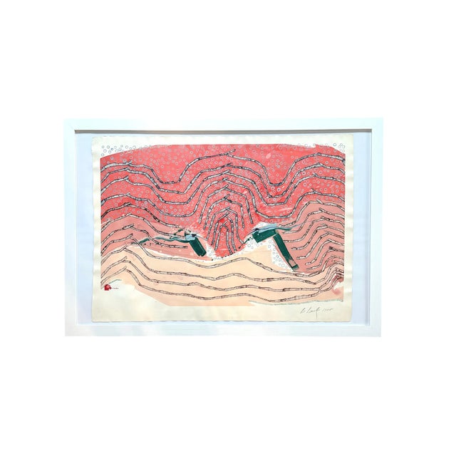Barbara Beck Framed 1988 Abstract Painting on Paper - Signed/Dated/Framed in White Wood For Sale In New York - Image 6 of 6