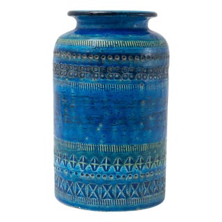Blue Ceramic Vase by Aldo Londi for Bitossi, 1960s For Sale