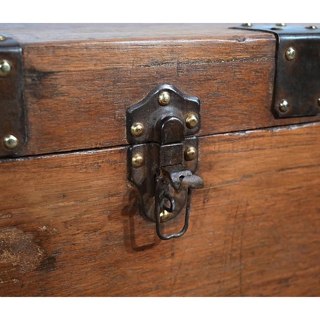 Solid Teak Naval Trunk, Late 19th Century For Sale - Image 11 of 18