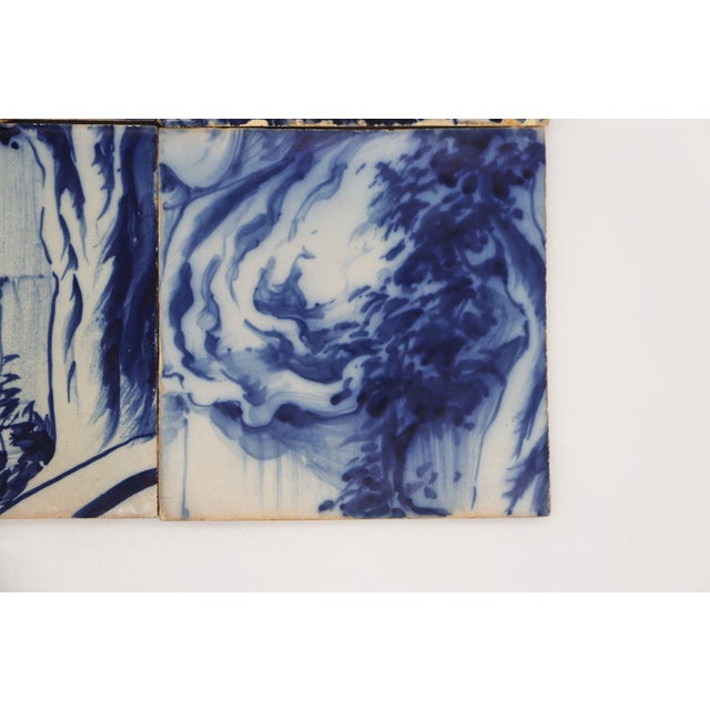 19th Century 19th Century Set of Four Tiles Depicting a Woman Seated in a Field and Trees, Portuguese Baroque For Sale - Image 5 of 9