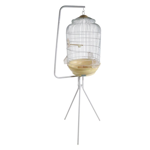 Mid-Century Modern Vintage Mid Century Birdcage and Stand Made in Italy by F O P C. 1970's For Sale - Image 3 of 17