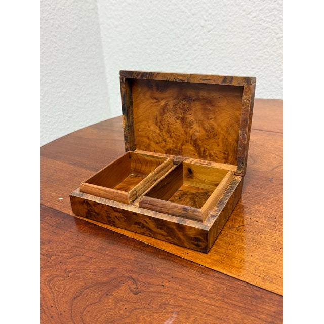 Wood Burl Wood Hinged Keepsake Box For Sale - Image 7 of 12