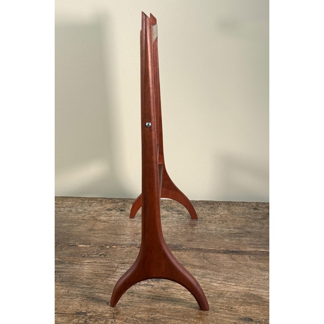Brown Mid Century Scandinavian Modern Teak Vanity Mirror With Sculptural Stand For Sale - Image 8 of 12