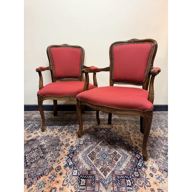 Vintage French Carved Chairs, Set of 2 For Sale - Image 6 of 6