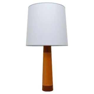 Mid-Century Danish Teak Leather Table Lamp, Denmark, 1950s For Sale