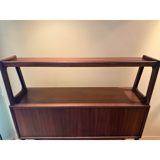 1960s Mid Century Drop Lid Secretariat/Writing Desk, Drawer, Bookshelf Unit For Sale - Image 9 of 12