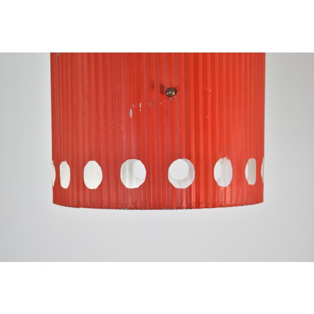 Mathieu Matégot Original Mathieu Matégot "Java" Pendant in Red Lacquer, 1950s For Sale - Image 4 of 11