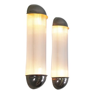 French Art Deco Wall Lights with Glass Rods attributed to Henri Petitot, France, 1920s, Set of 2 For Sale