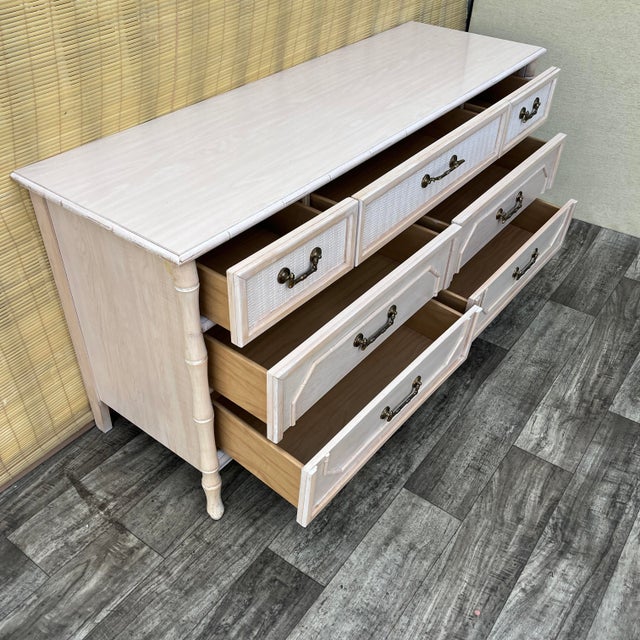 Vintage Hollywood Regency Faux Bamboo Dresser by Broyhill. Circa 1970s For Sale In Miami - Image 6 of 16