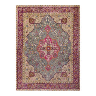 Shabby Chic Vintage Gray/Purple Wool Rug - 9'6'' X 12'2'' For Sale