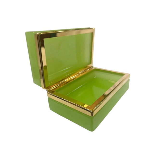 French French Lime Green Color Opaline Box, Circa 1920 For Sale - Image 3 of 5