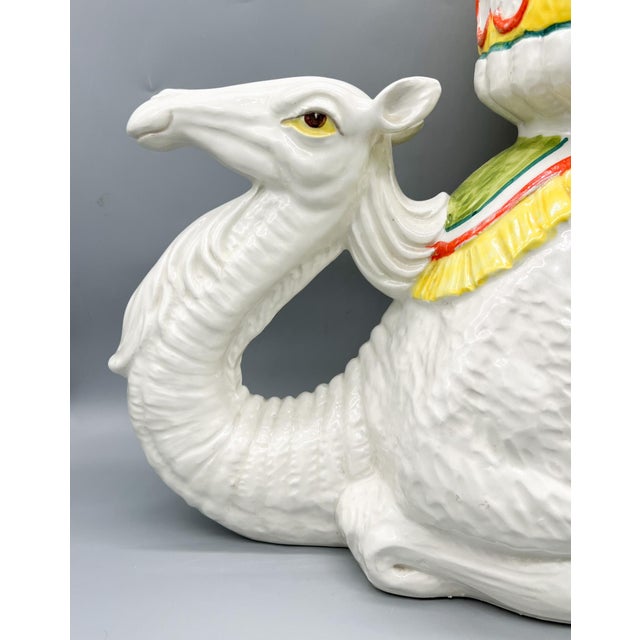 Stunning large-scale vintage Italian ceramic camel planter featuring a sculptural reclining camel form with an integrated...