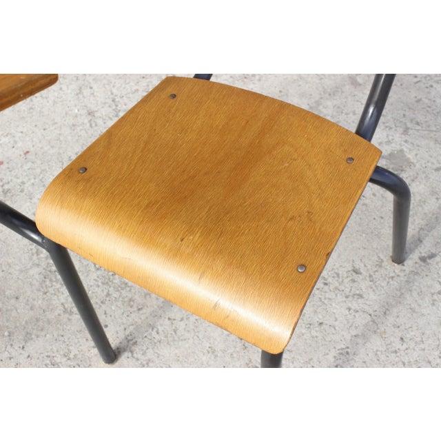 Steel & Wood Student Desk Chair by Jacques Hitier, France, 1950s For Sale - Image 9 of 13