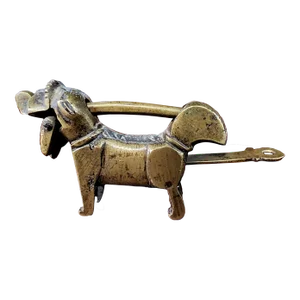 Very Rare Antique Early 19th Century Chinese Brass Foo Dog Lock & Key.