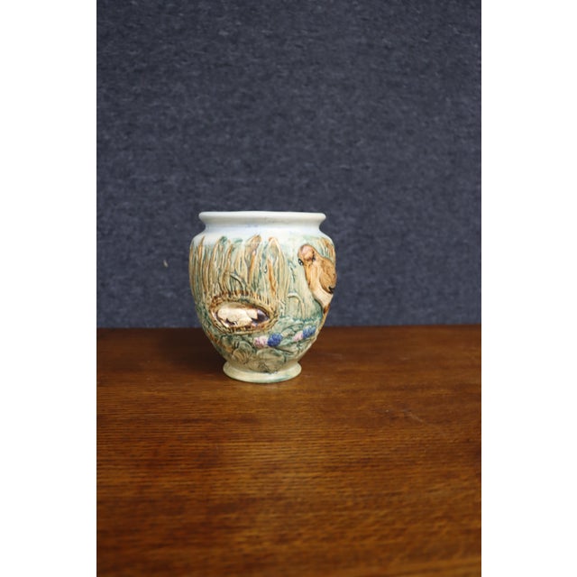 Early 20th Century Weller Glendale Bird Motif Art Pottery Vase For Sale - Image 5 of 14