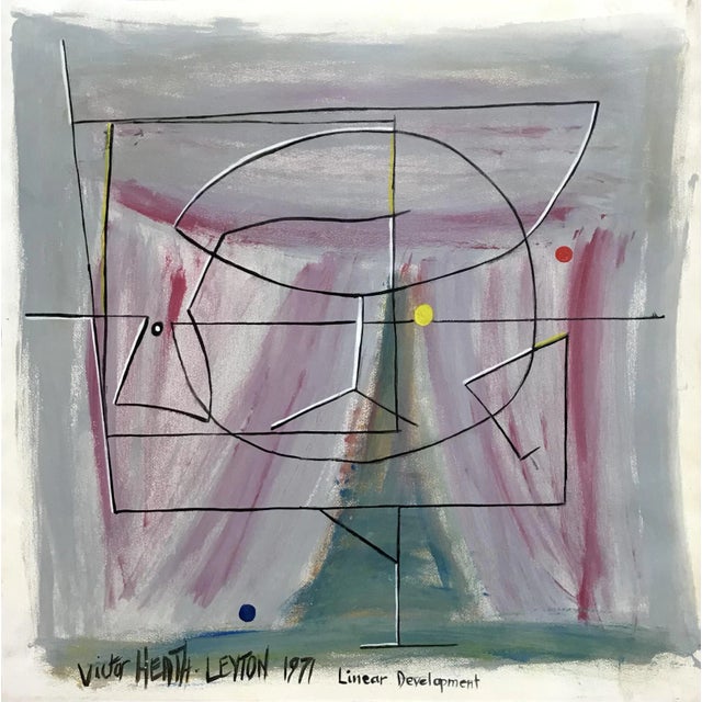 Victor Heath-Leyton, Linear Developement, 1971, Oil on Paper For Sale