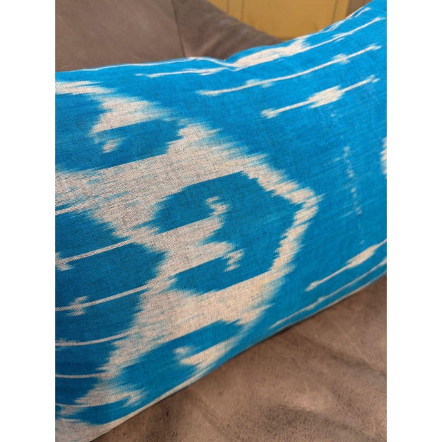 1990s Handwoven Silk Ikat Lumbar Cushion Cover For Sale - Image 9 of 10