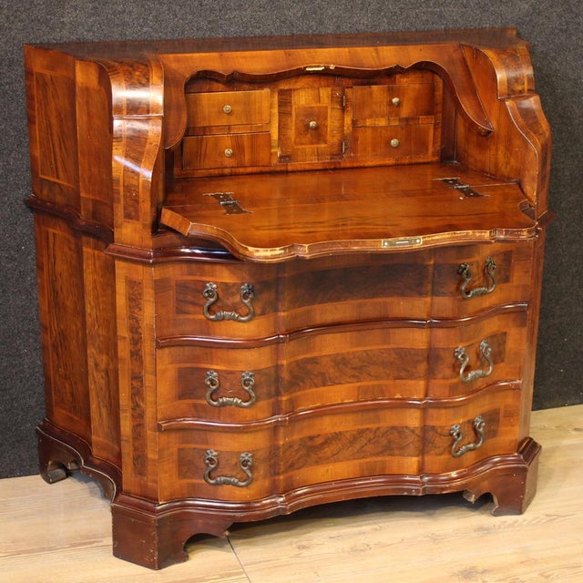 Wood 20th Century Venetian Bureau in Walnut, 1950s For Sale - Image 7 of 13