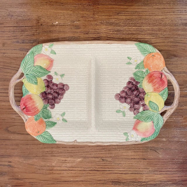 Ceramic Late 20th Century Fitz and Basket Weave "Fruit Garden" Platter For Sale - Image 7 of 8