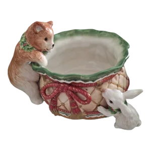 1990s Handcrafted Fitz and Floyd Classics Winter Holiday Santa