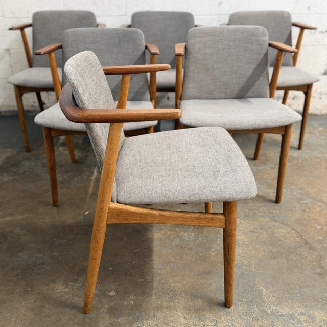 Hans Olsen Set of 6 Danish 1960s Dining Chairs Teak & Oak Hans Olsen for n.a. Jørgensens Møbelfabrik For Sale - Image 4 of 12