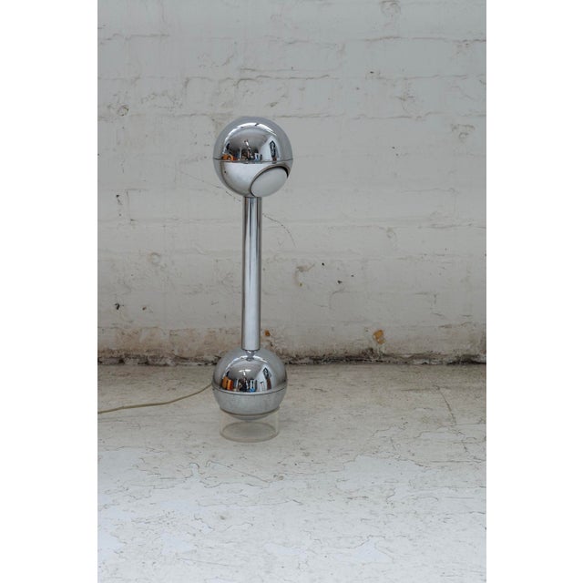 George Kovacs Pair of Chrome John Mascheroni Barbell Lamps For Sale - Image 4 of 9