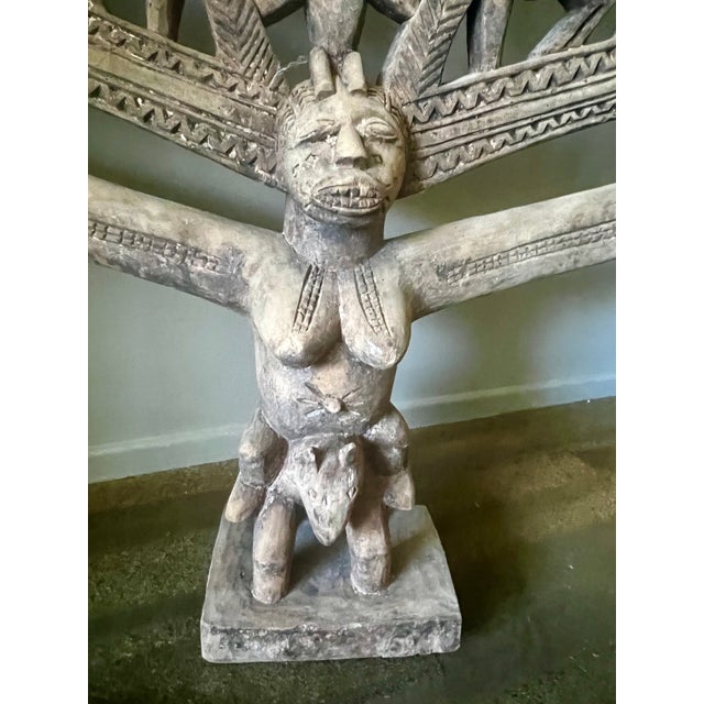 Mid 20th Century Large West African Carved Wood Screen For Sale - Image 10 of 11