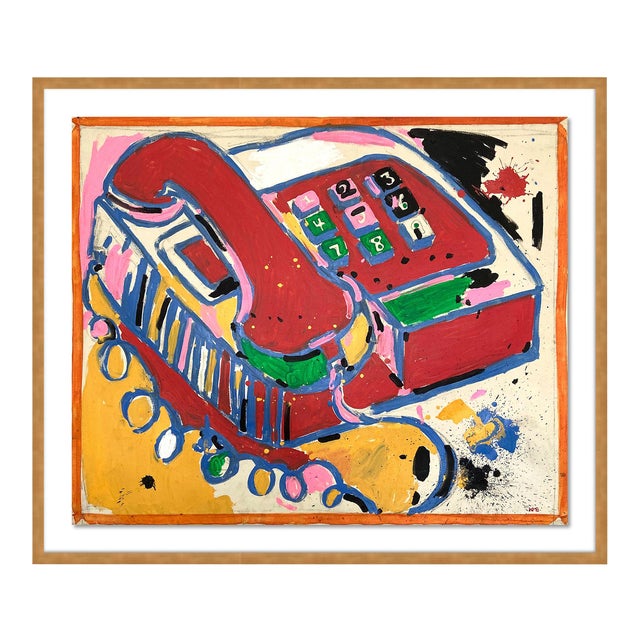 Telephone by Jelly Chen in Gold Framed Paper, Large Art Print For Sale