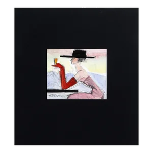 Out for a Drink, Erik Freyman Watercolor With Pencil on Paper, Signed in Pen