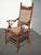 French Country Vintage Oak Cane French Country Arm Chair W Tapestry Backrest Fabric For Sale - Image 3 of 12