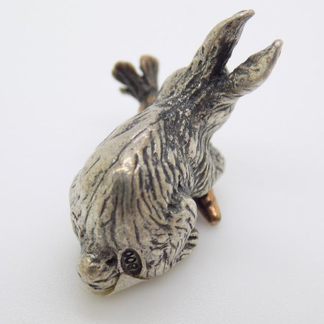 Brown Vintage Italian Handmade Silver and Brass Bunny with Carrot, Italy, 1970s For Sale - Image 8 of 13
