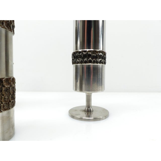 1970s Brutalist Metal Vases from BMF, Germany, 1970s, Set of 3 For Sale - Image 5 of 8