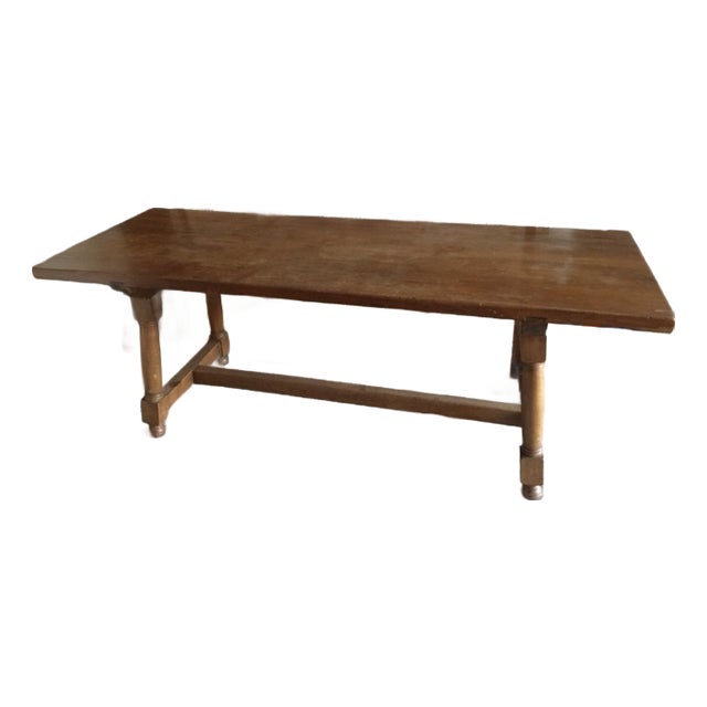 1950s Mid-Century Allied Arts Black Walnut Trestle Table (Signed by Artisan Marty Nelson) For Sale