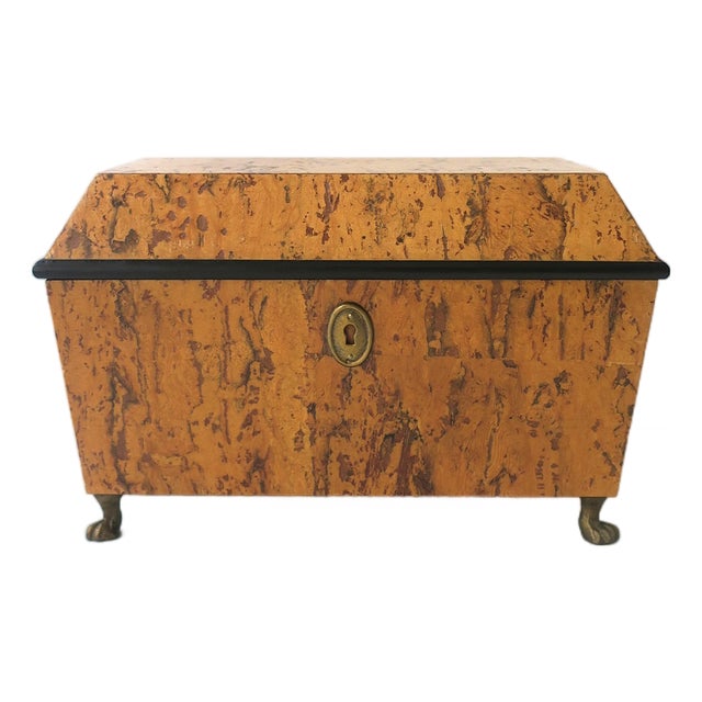Neoclassical Empire Revival Style Box, Tiger Burl-Esque Lion Heads, Late 20th C For Sale