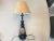A cobalt-colored porcelain lamp, circa 1980. The lampshade is new. European Plug (up to 250V).The wiring of this item may...