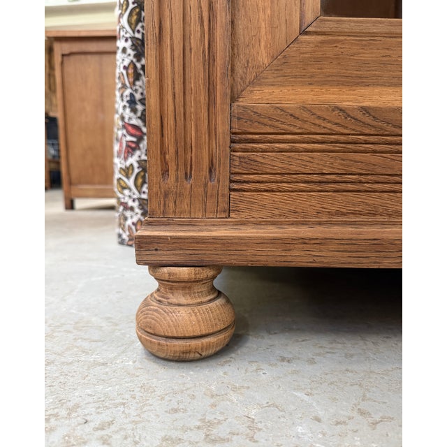 Parisian Glass-Fronted Oak Buffet, 1940s For Sale - Image 14 of 16