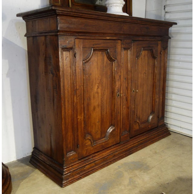 Contemporary 17th Century Style Toscano Rustic Old Poplar Credenza Antique Reproduction- in Stock For Sale In San Diego - Image 6 of 12