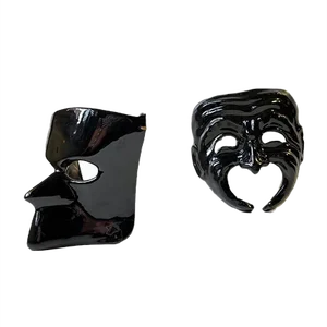 Black Italian Masquerade Face or Wall Masks by Cadoro Venezia, 1982, Set of 2
