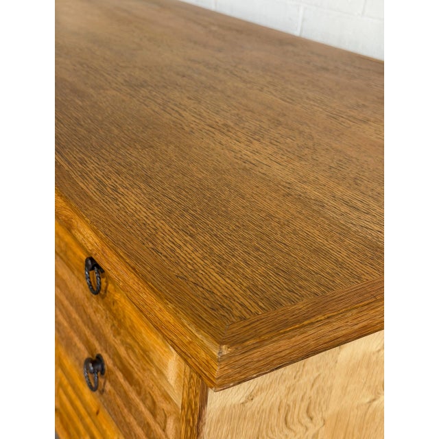 Brown In Style of Henning Kjærnulf Oak Executive Desk With 6 Drawers Open Bookshelf Denmark Mid-Century Modern 1960s For Sale - Image 8 of 12