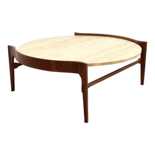 Mid Century Modern Bertha Schaefer Travertine Coffee Table For Sale