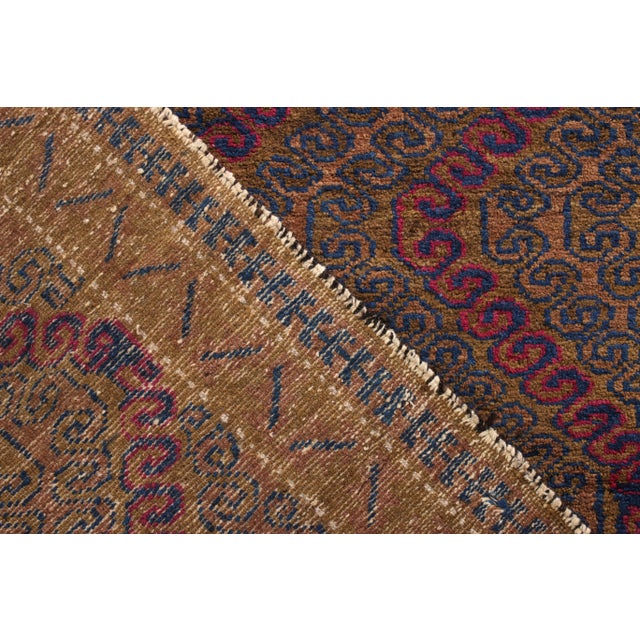 1950s Vintage Mid-Century Baluch Runner - Brown and Blue Persian Rug For Sale - Image 5 of 5