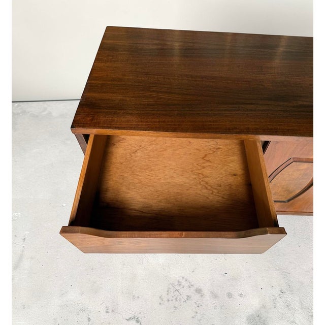 1960s Restored Younge Mid-Century Modern Walnut Credenza, Sculpted 64” Sideboard For Sale - Image 12 of 13