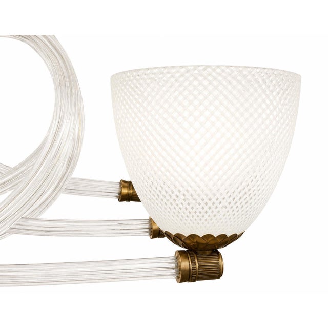 Mid-Century Art Deco Italian Murano Glass Reticello Chandelier, 1930 For Sale - Image 9 of 12